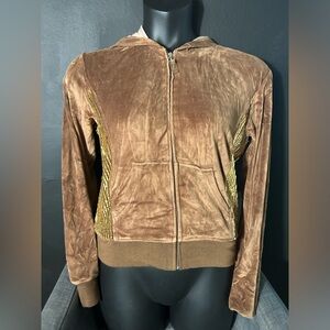 Brown & Gold Velvet Women's Jacket Large Apollo